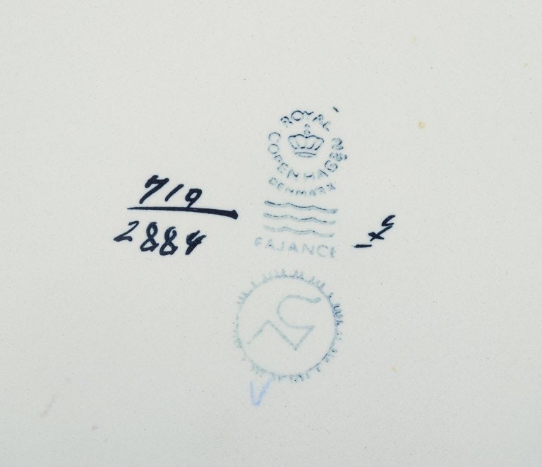 Nils Thorsson and Johanne Gerber for Aluminia, Royal Copenhagen. Two dishes decorated with fish, - 6