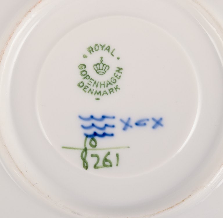 Royal Copenhagen, Blue Flower Braided, six coffee cups with saucers. - 5