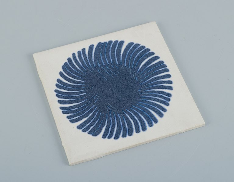 Royal Copenhagen, four tiles with an abstract motif. - 3