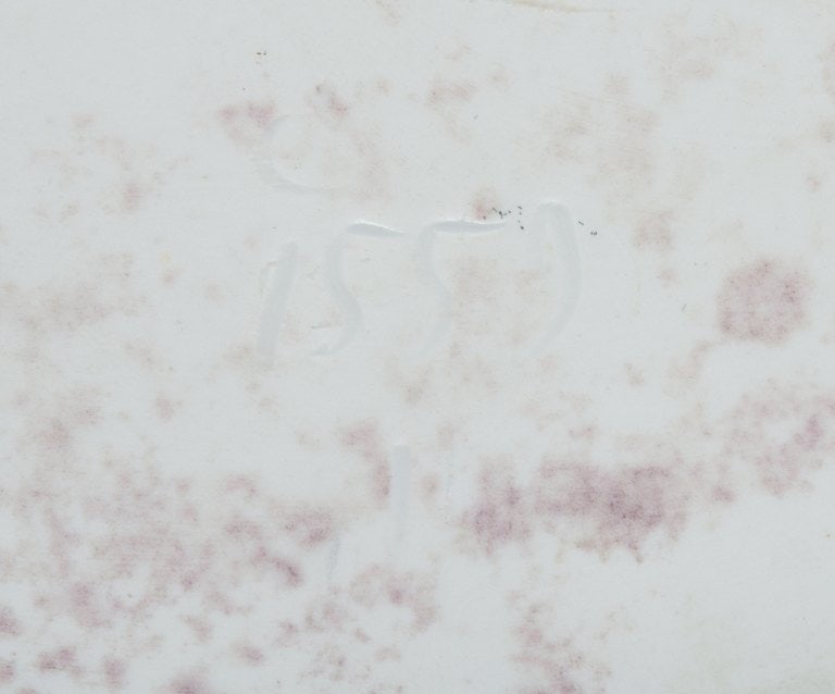 Royal Copenhagen, large oval serving dish hand painted with purple flowers and gold rim. - 7