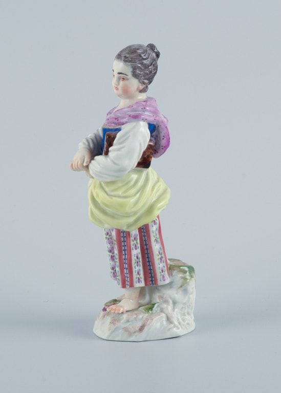 Meissen, Germany, porcelain figure. Overglaze. Young woman with book. - 2