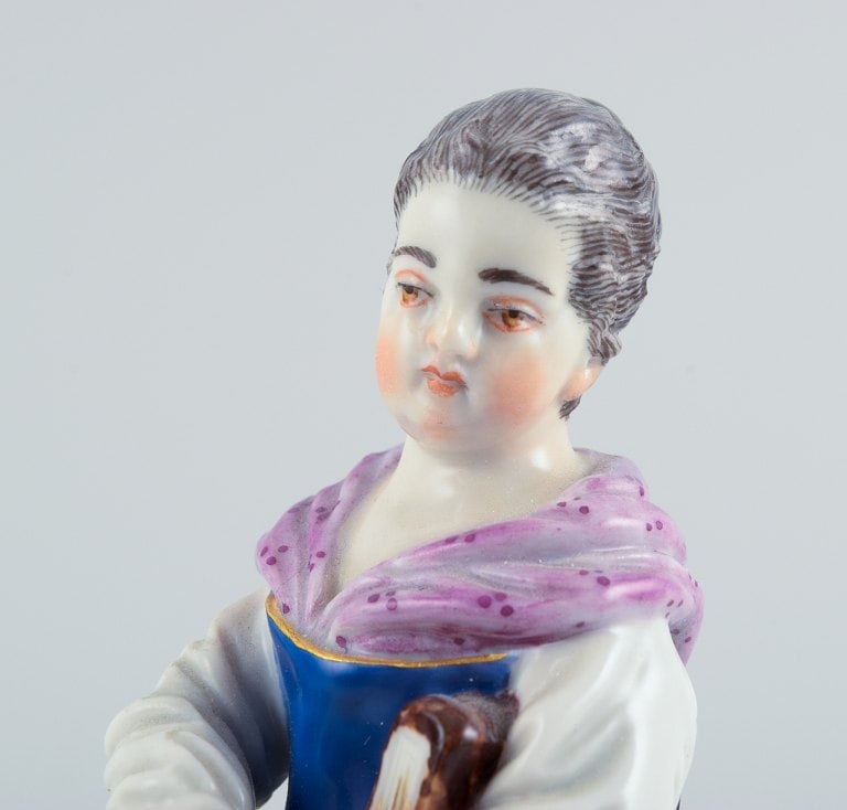Meissen, Germany, porcelain figure. Overglaze. Young woman with book. - 6