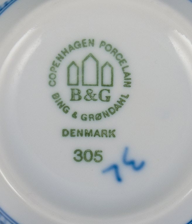 Bing & Grondahl, Denmark, Blue Fluted plain, four pairs of coffee cups. - 7