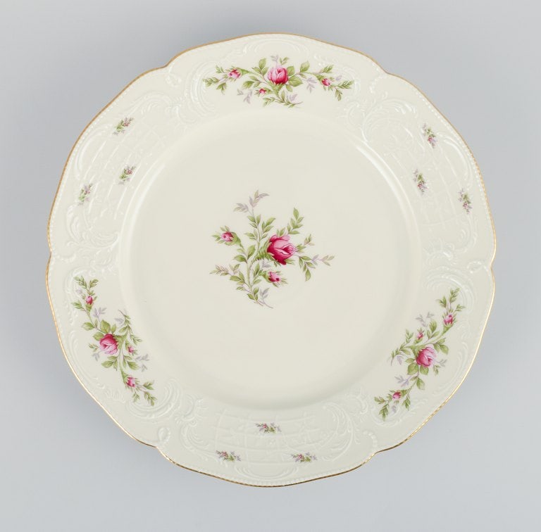 Rosenthal, Germany. "Sanssouci", round cream colored serving dish decorated with flowers and gold. - 3