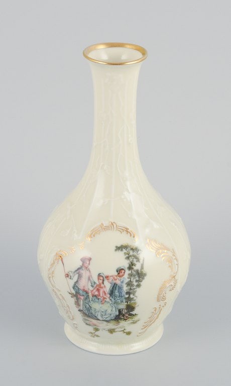 Rosenthal, Germany. "Sanssouci", cream colored vase decorated with figures and gold decoration. - 2