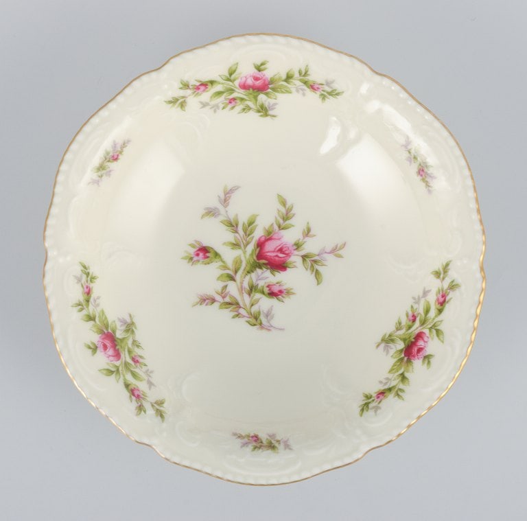 Rosenthal, Germany. "Sanssouci", two candlesticks and a small bowl decorated with flowers and gold - 4