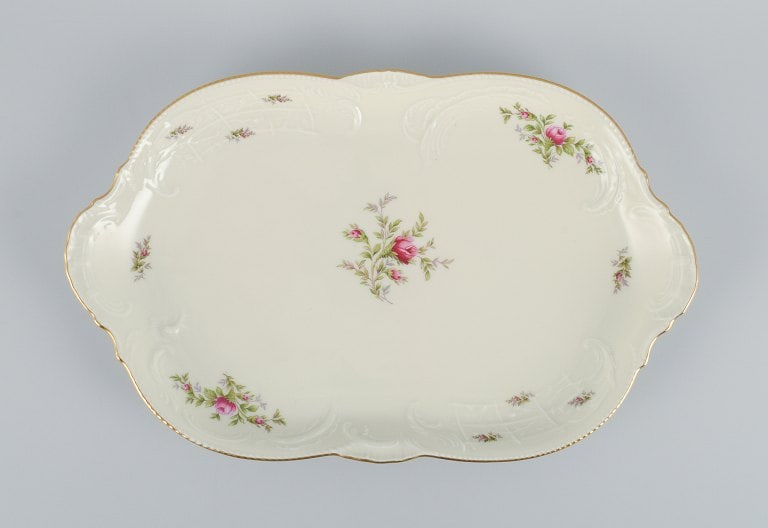 Rosenthal, Germany. "Sanssouci", large cream colored serving dish decorated with flowers and gold - 2