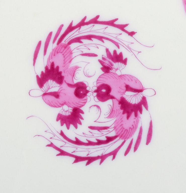 Meissen, Germany, Reicher Drache, a set of six purple plates with gold decoration. Hand painted. - 4