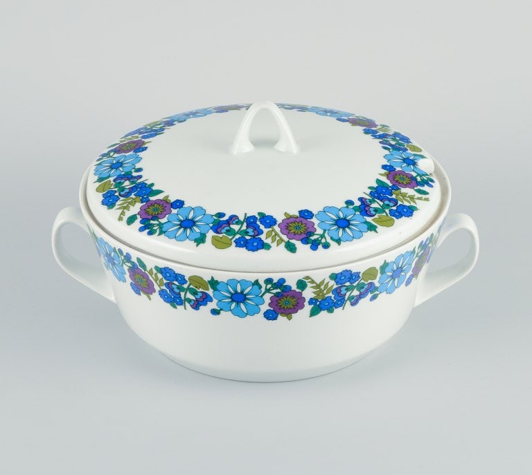 Paar, Bavaria, Jaeger & Co, Germany. Large porcelain lidded tureen with floral motif. (1 of 6)