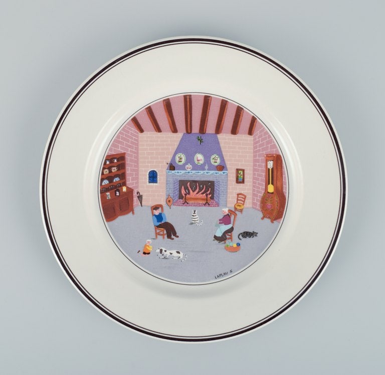 Villeroy & Boch, Luxemburg, design Gérard Laplau. A set of four "Naif" porcelain plates with - 3