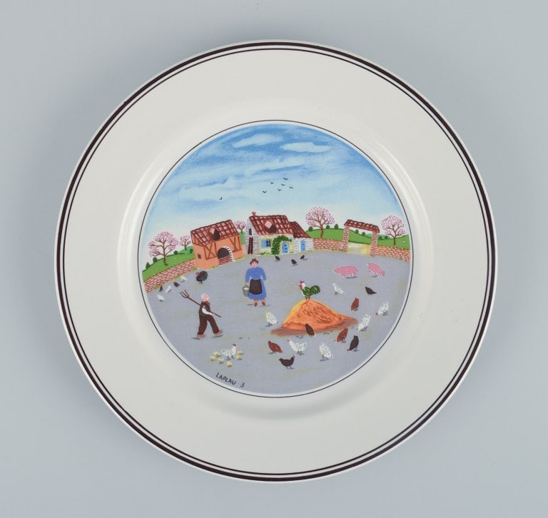 Villeroy & Boch, Luxemburg, design Gérard Laplau. A set of five "Naif" porcelain plates with - 4