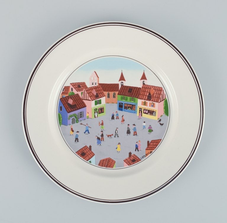 Villeroy & Boch, Luxemburg, design Gérard Laplau. A set of five "Naif" porcelain plates with - 6