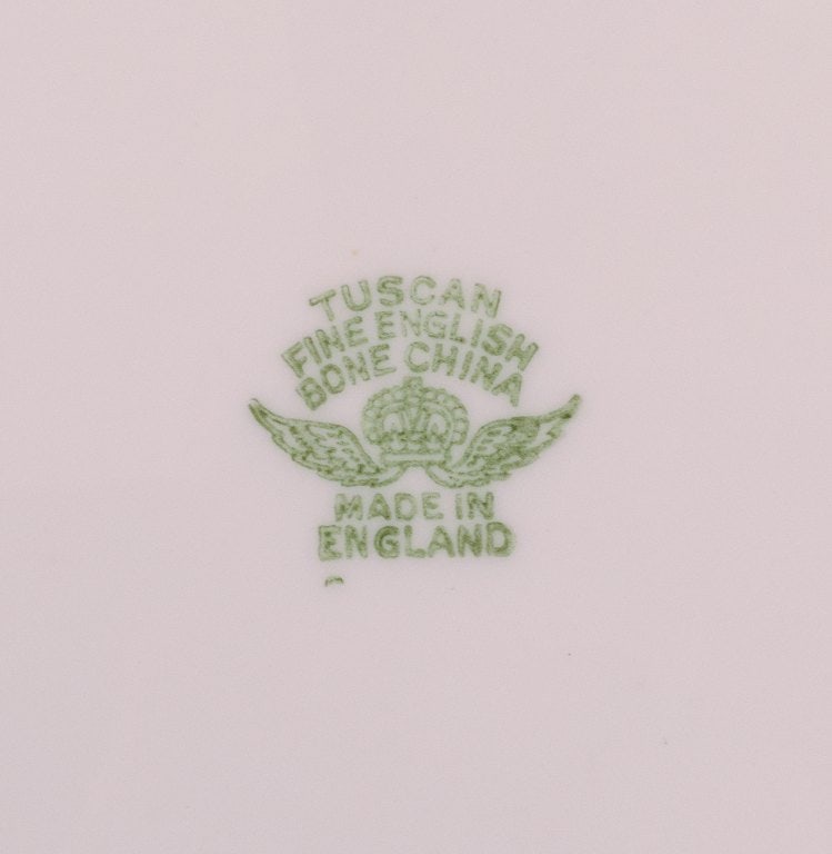 Tuscan, England, five-person coffee service in pink porcelain with gold decoration. - 7