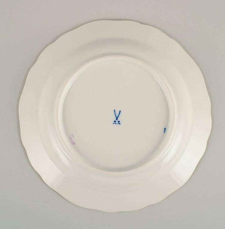 Meissen, Germany, three plates hand painted with flowers and gold - 5