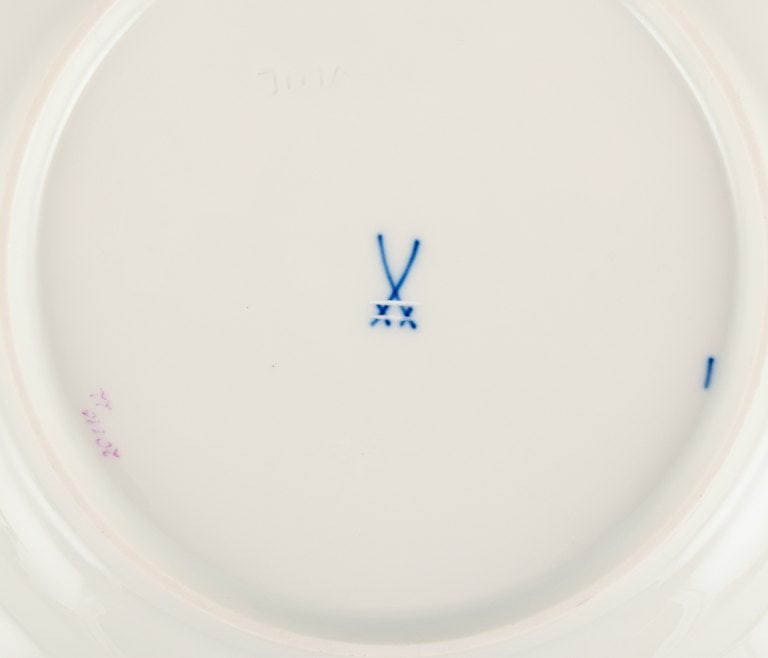 Meissen, Germany, three plates hand painted with flowers and gold - 6