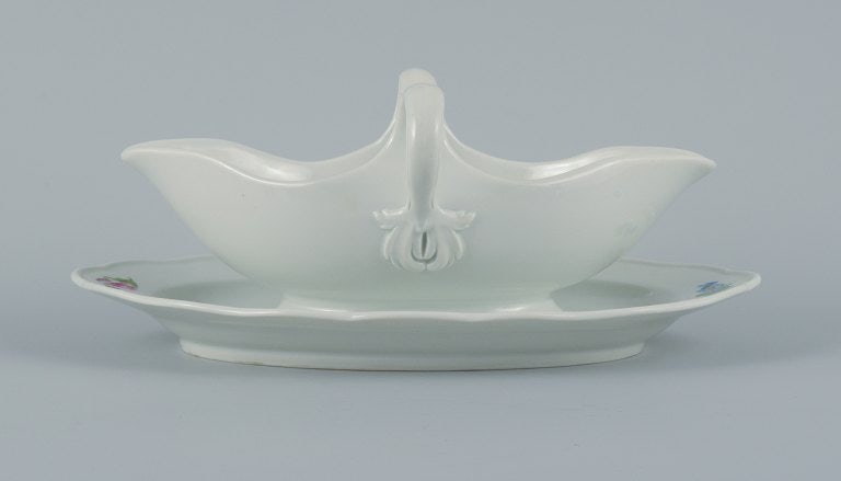 Meissen, Germany, sauce pot on foot hand painted with floral motifs in different colors. - 5