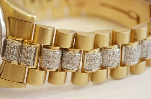 NOS 18k Gold JUVENIA PRESIDENT Men's Automatic Day/Date watch with Diamonds - 7