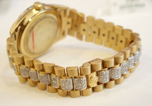 NOS 18k Gold JUVENIA PRESIDENT Men's Automatic Day/Date watch with Diamonds - 8