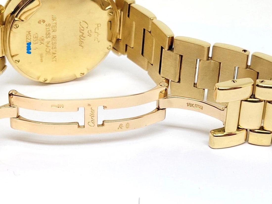 SOLID 18k Unisex CARTIER PASHA Watch Ref. 1353 1* 35.6 mm Black Dial EXLNT - 11