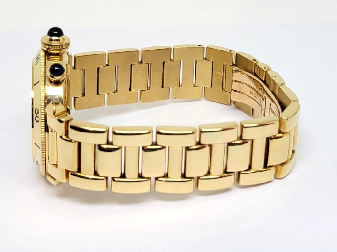 SOLID 18k Unisex CARTIER PASHA Watch Ref. 1353 1* 35.6 mm Black Dial EXLNT - 3