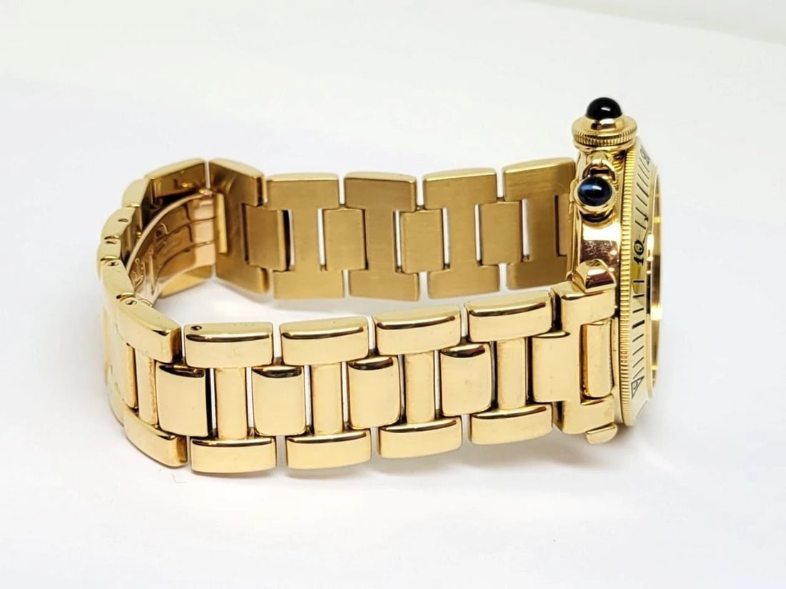 SOLID 18k Unisex CARTIER PASHA Watch Ref. 1353 1* 35.6 mm Black Dial EXLNT - 4