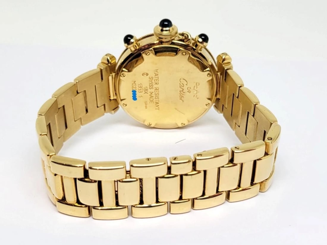 SOLID 18k Unisex CARTIER PASHA Watch Ref. 1353 1* 35.6 mm Black Dial EXLNT - 5