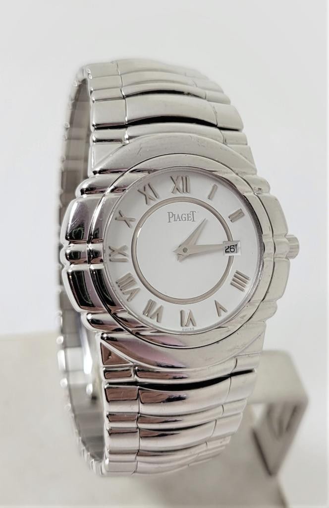 Mens PIAGET Tanagra 18k White Gold White Roman Dial Quartz Watch 17041 M 401D - 5