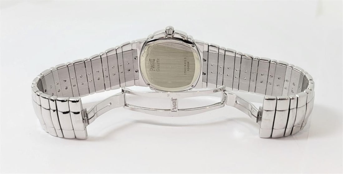 Mens PIAGET Tanagra 18k White Gold White Roman Dial Quartz Watch 17041 M 401D - 8