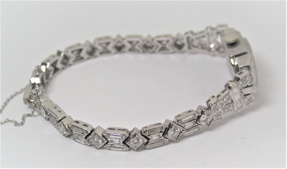 Vintage HAMILTON 1950's Platinum Ladies Watch with 6 cts Diamonds VS1 E/F Color - 10