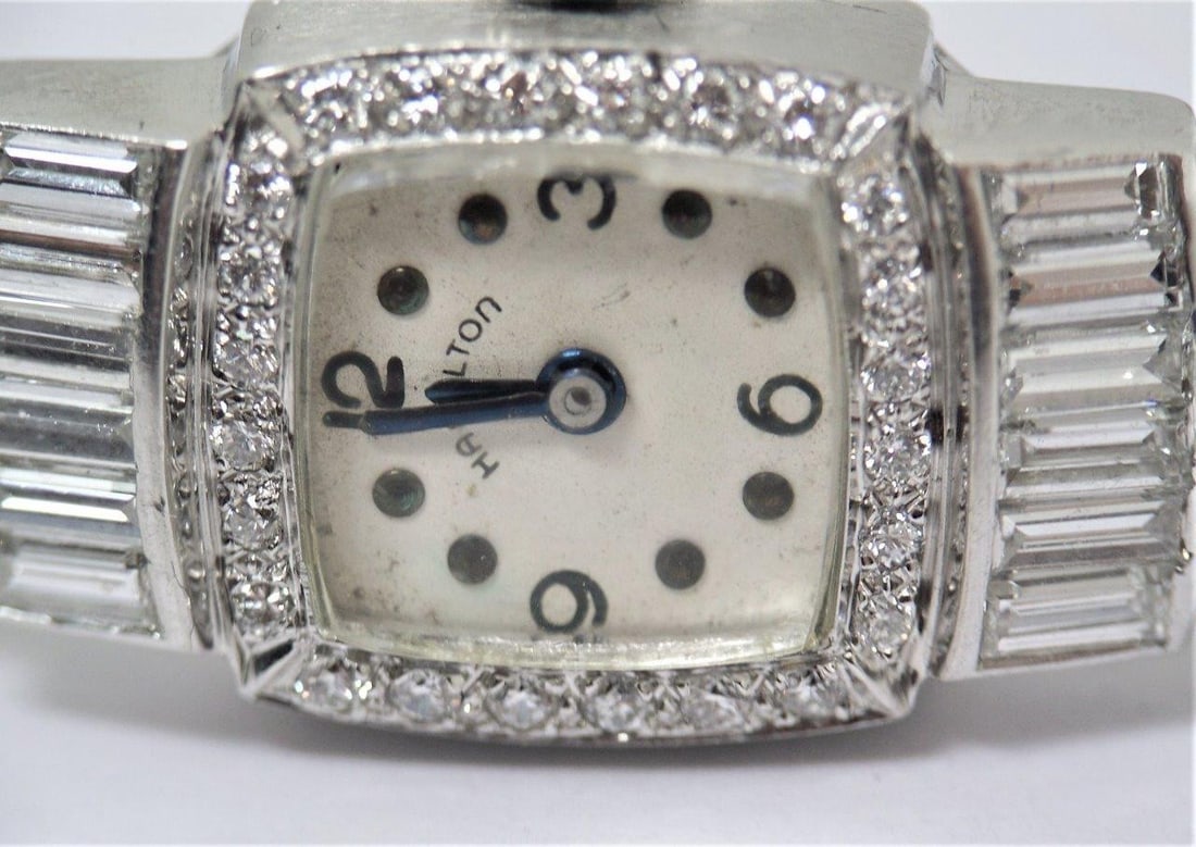 Vintage HAMILTON 1950's Platinum Ladies Watch with 6 cts Diamonds VS1 E/F Color - 6