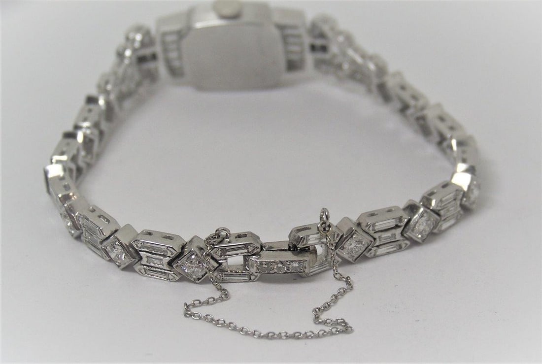 Vintage HAMILTON 1950's Platinum Ladies Watch with 6 cts Diamonds VS1 E/F Color - 9