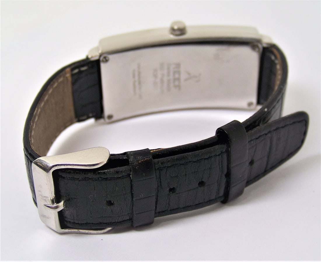 Mens Solid & Heavy Platinum Swiss REEF Watch with Diamond dial* 45 mm Long* EXLNT - 6