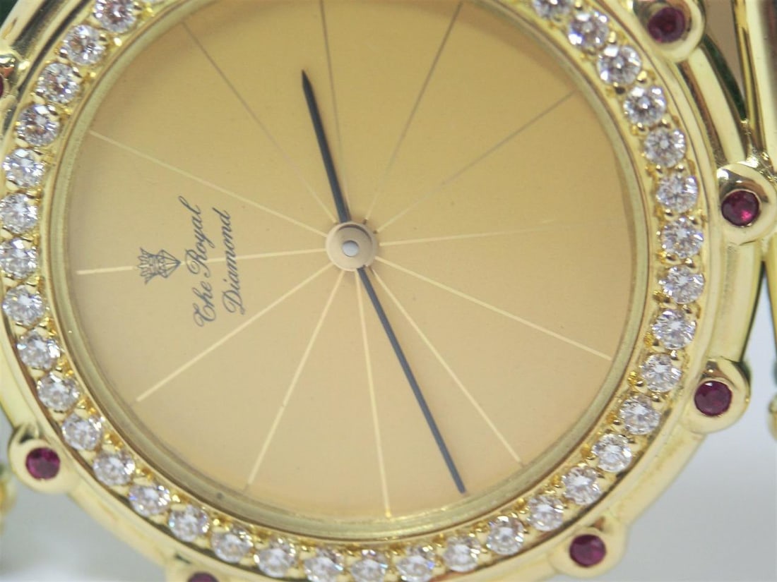 Solid 18k Unisex THE ROYAL DIAMOND Watch with 0.75 Ct Diamonds & Rubies BA 203 - 6