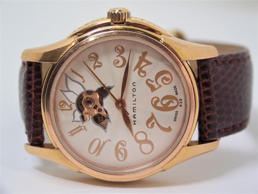 Ladies Rose Gold Plated Jazzmaster Open HAMILTON Automatic Watch H323450* EXLNT - 6