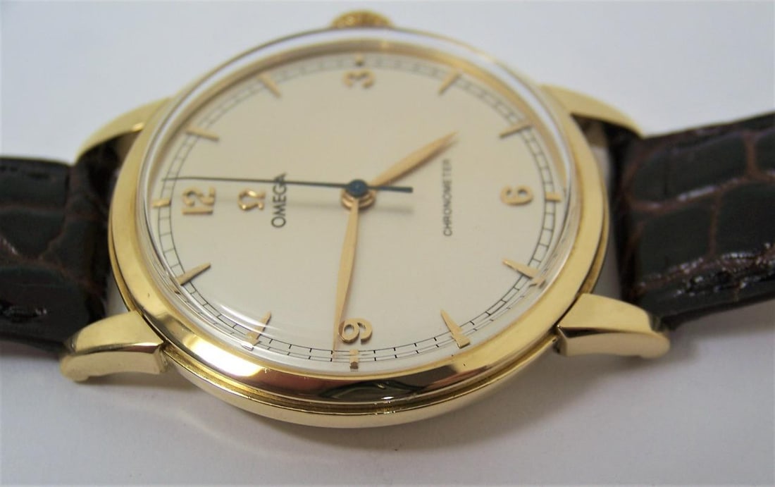 Vintage Solid 18k Gold OMEGA 17J Winding Watch 1950s Cal.30T2 SC RG CHRONOMETER - 12