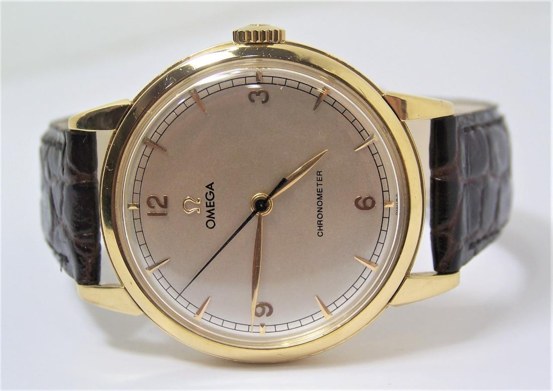 Vintage Solid 18k Gold OMEGA 17J Winding Watch 1950s Cal.30T2 SC RG CHRONOMETER - 2