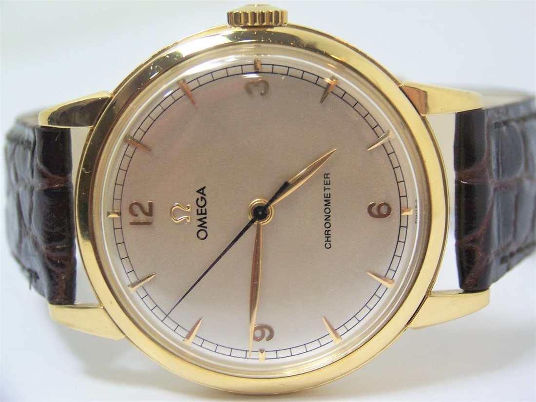 Vintage Solid 18k Gold OMEGA 17J Winding Watch 1950s Cal.30T2 SC RG CHRONOMETER - 5