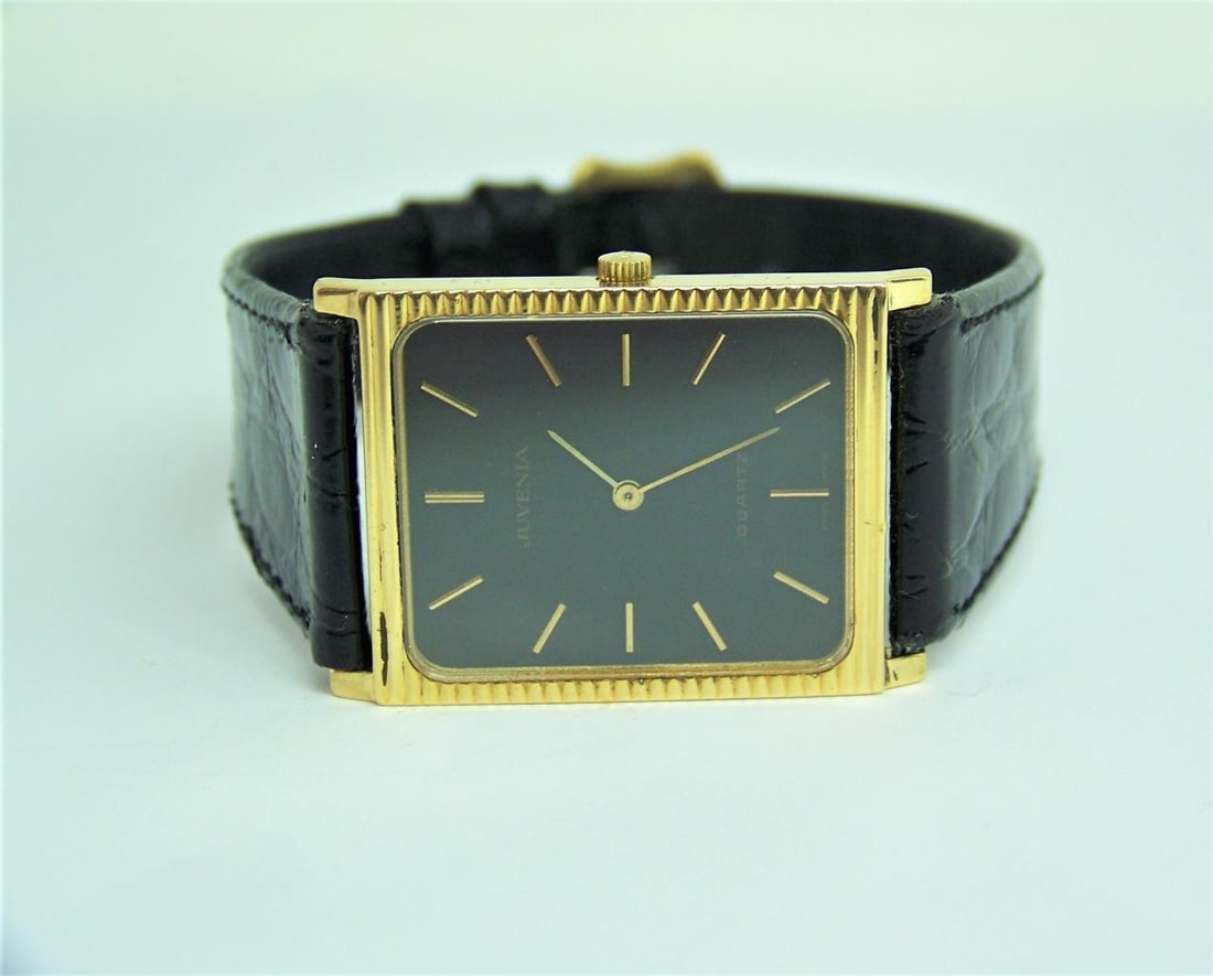 Mens Solid 18K Yellow Gold JUVENIA Ultra Thin Watch in Excellent Condition - 4