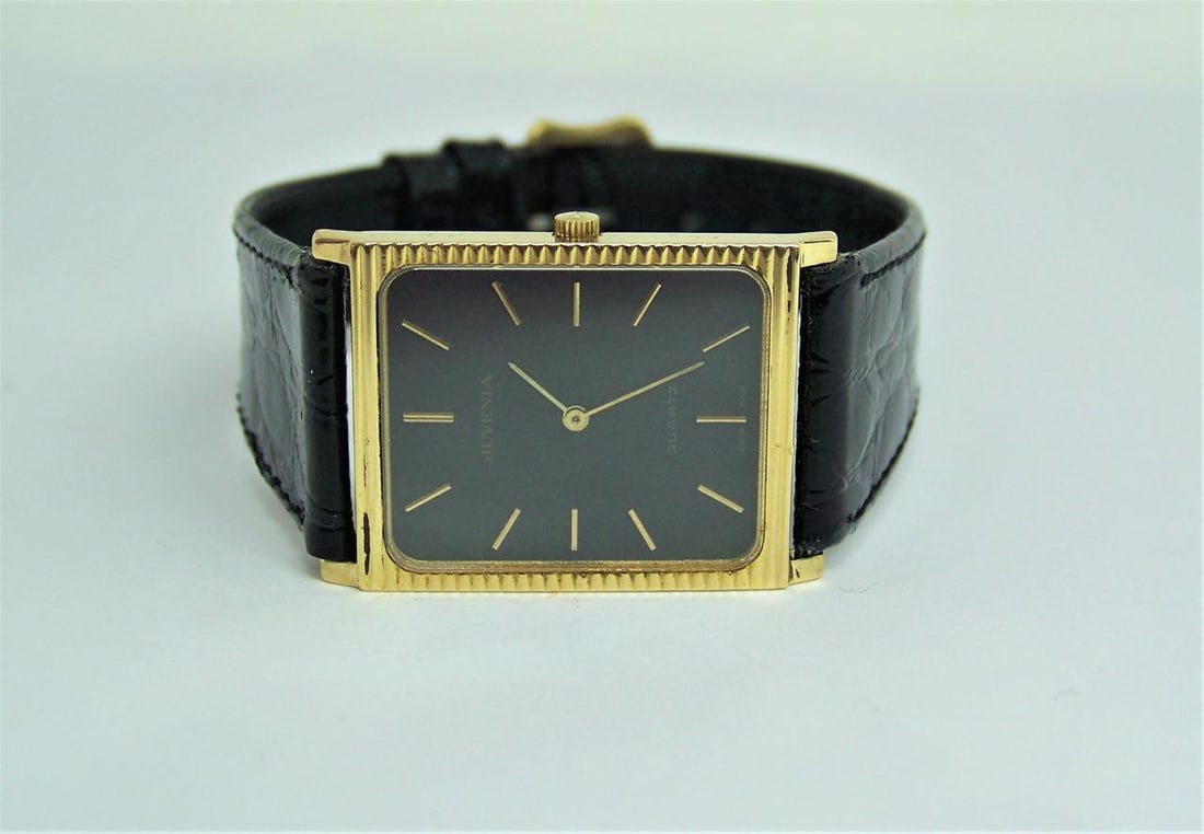 Mens Solid 18K Yellow Gold JUVENIA Ultra Thin Watch in Excellent Condition - 6