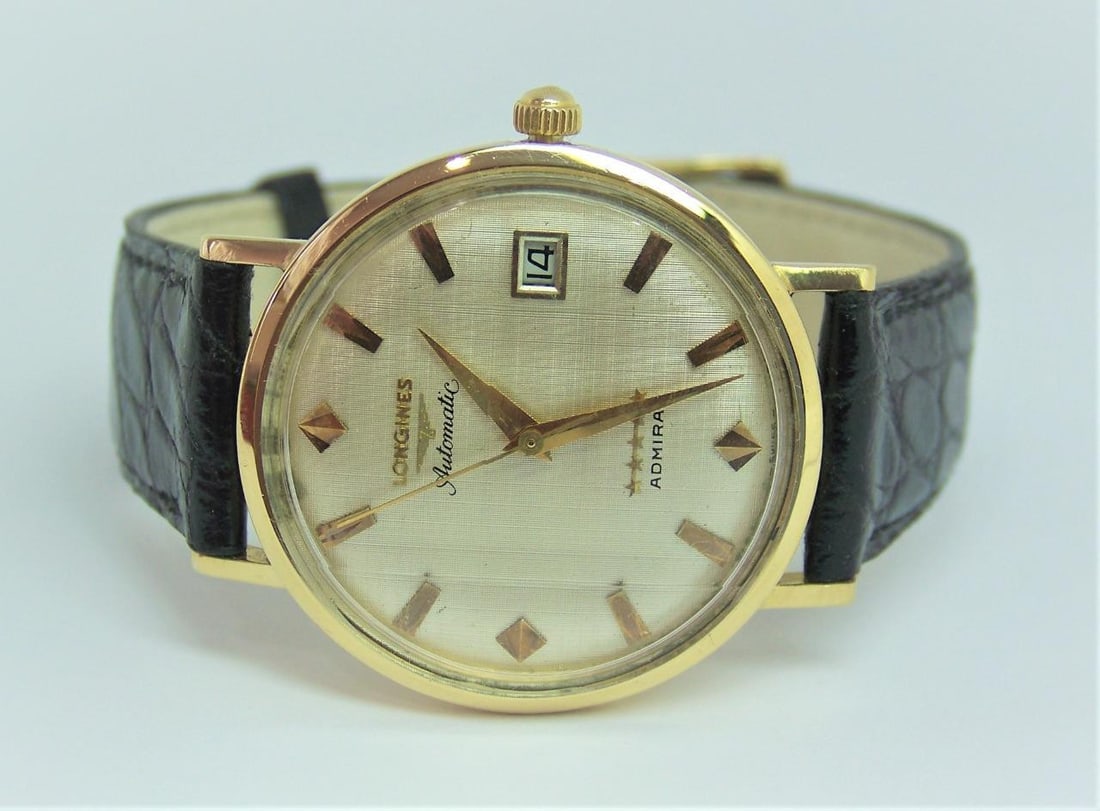 Vintage 18k LONGINES 5 Star Admiral Automatic DATE Watch 1970s Cal.505* EXLNT - 4