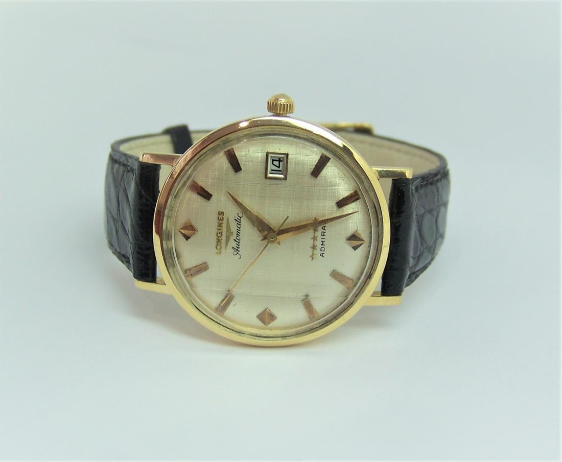 Vintage 18k LONGINES 5 Star Admiral Automatic DATE Watch 1970s Cal.505* EXLNT - 6
