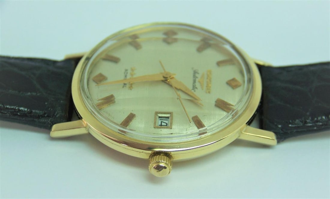 Vintage 18k LONGINES 5 Star Admiral Automatic DATE Watch 1970s Cal.505* EXLNT - 8