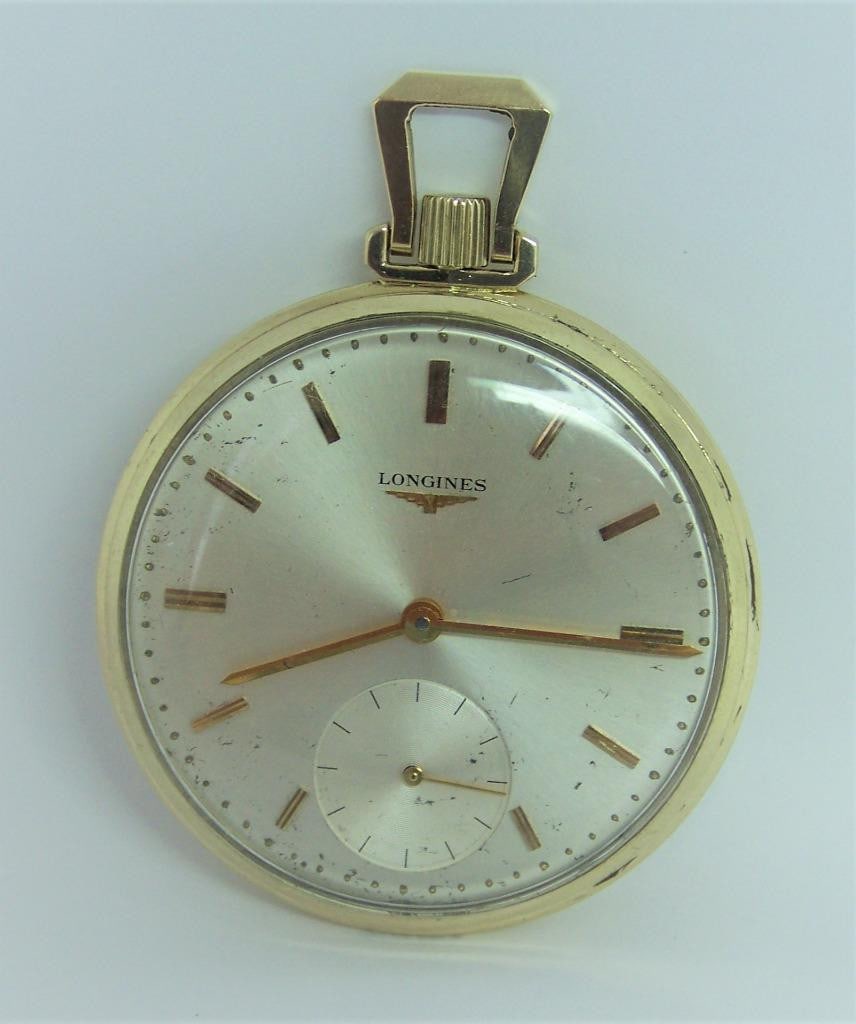 Vintage 14K Gold LONGINES Mens Pocket watch c.1970s Cal 550 Good Cond* SERVICED - 3
