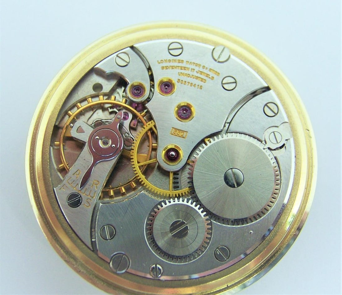 Vintage 14K Gold LONGINES Mens Pocket watch c.1970s Cal 550 Good Cond* SERVICED - 5