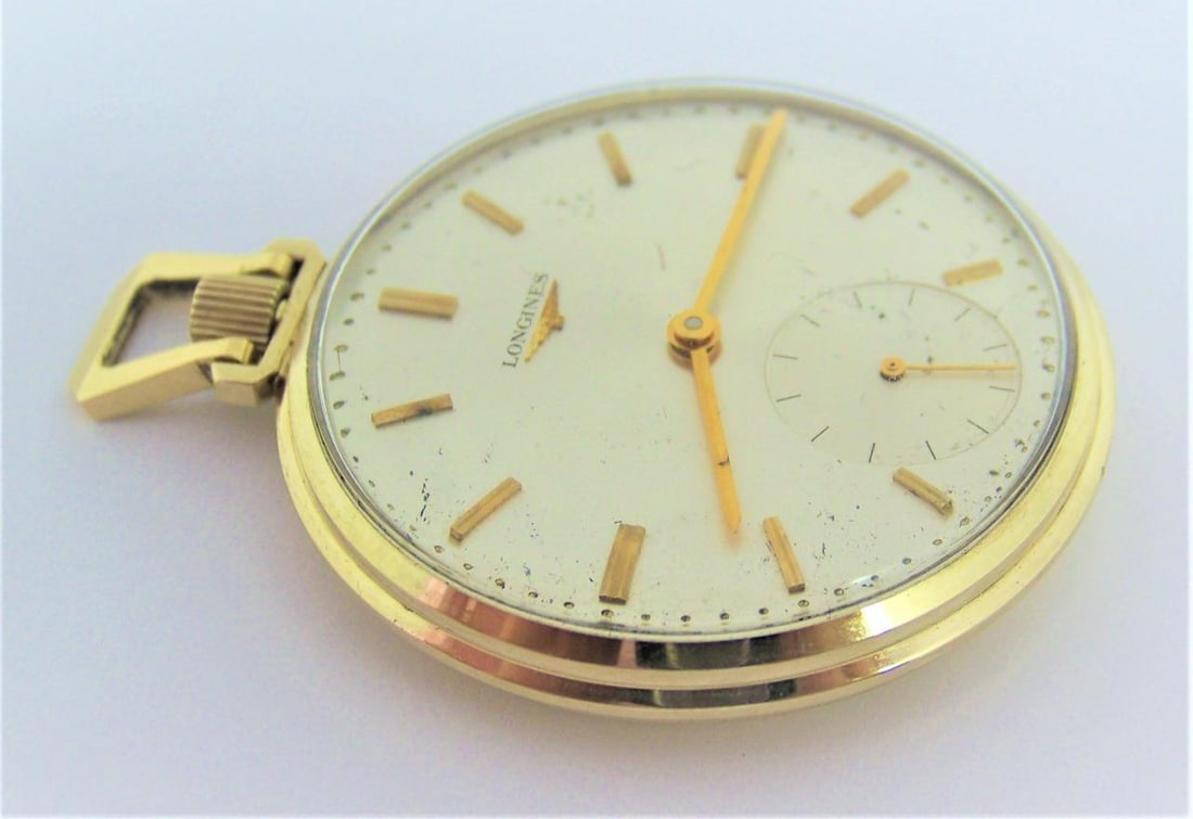 Vintage 14K Gold LONGINES Mens Pocket watch c.1970s Cal 550 Good Cond* SERVICED - 6