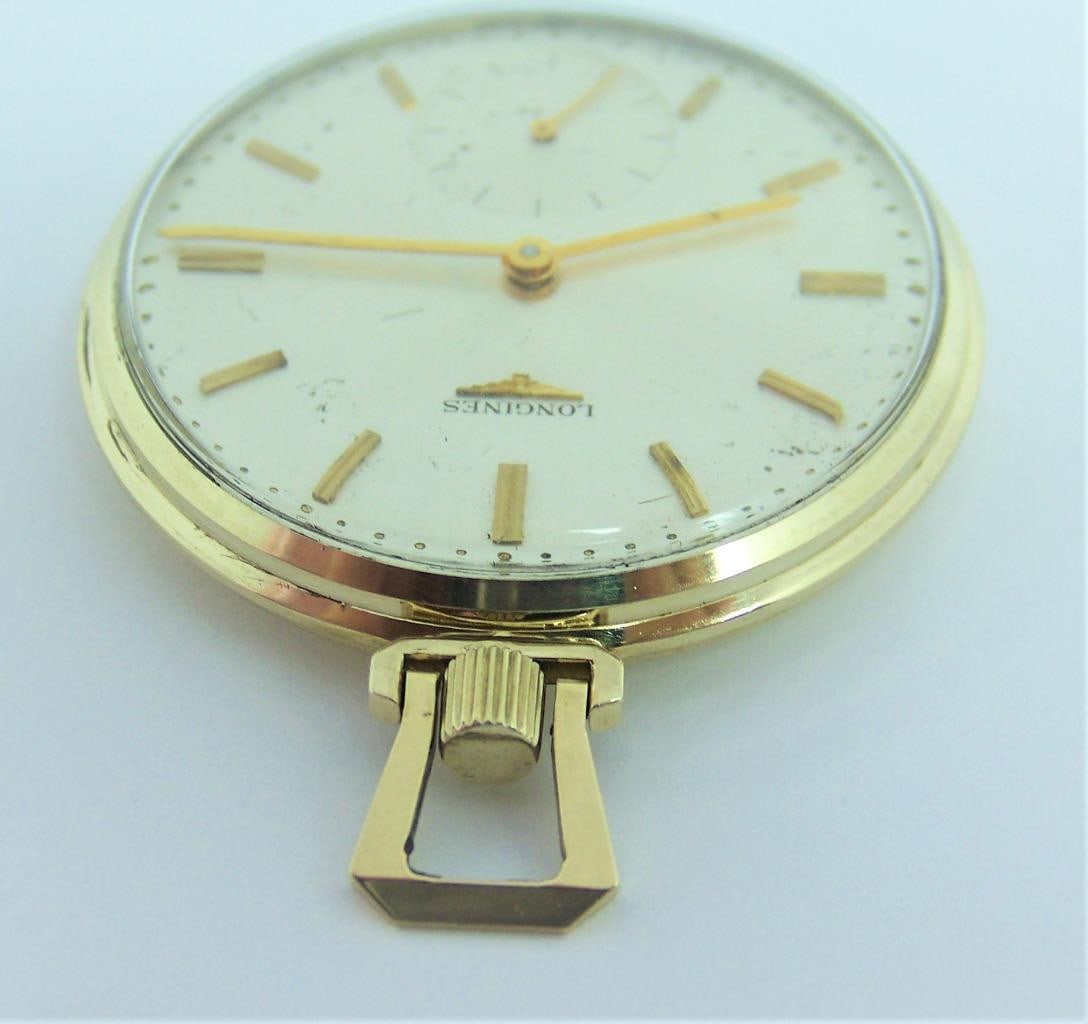 Vintage 14K Gold LONGINES Mens Pocket watch c.1970s Cal 550 Good Cond* SERVICED - 7