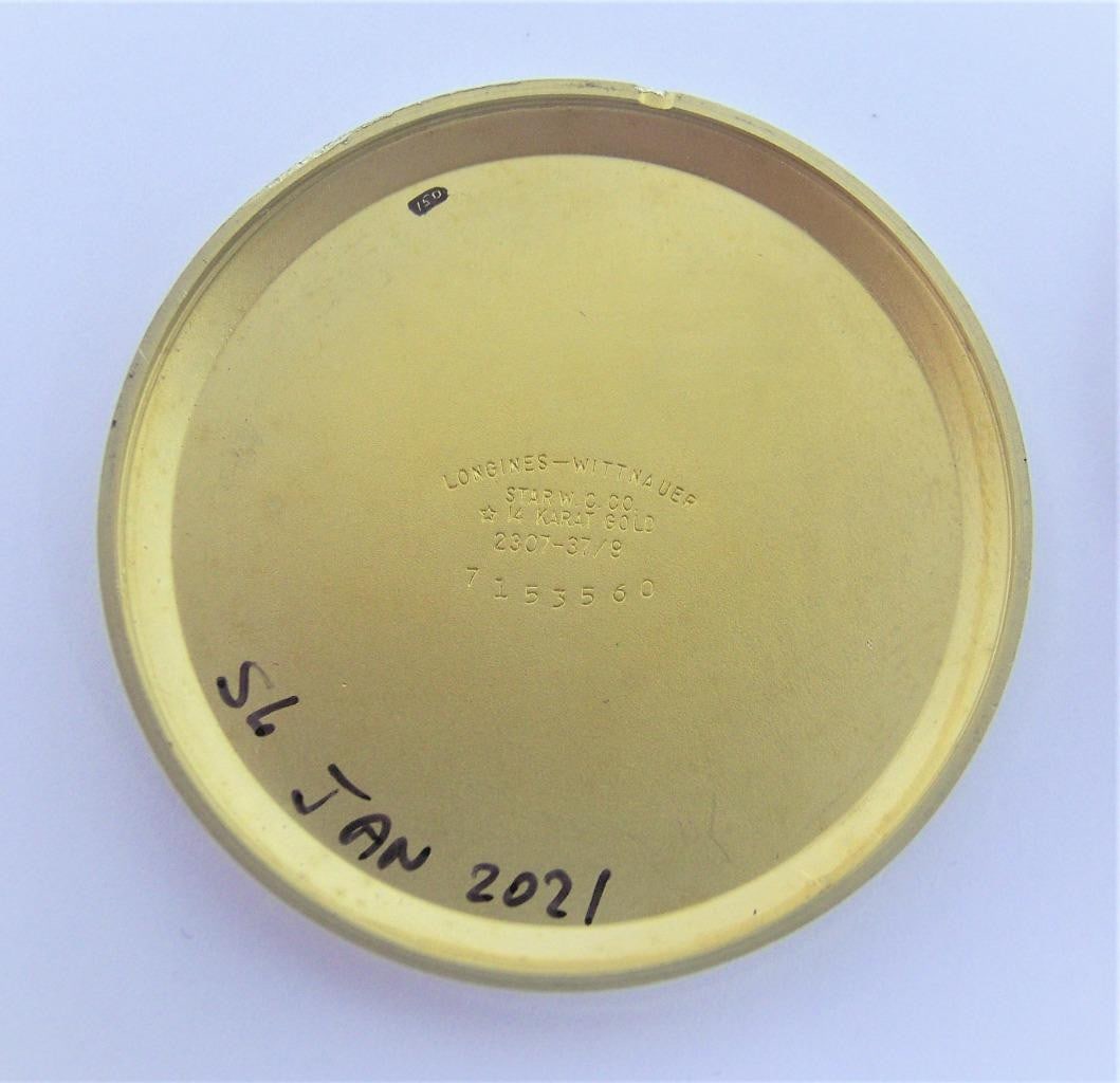 Vintage 14K Gold LONGINES Mens Pocket watch c.1970s Cal 550 Good Cond* SERVICED - 8