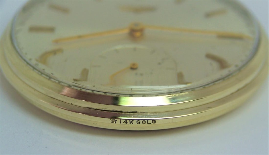 Vintage 14K Gold LONGINES Mens Pocket watch c.1970s Cal 550 Good Cond* SERVICED - 9