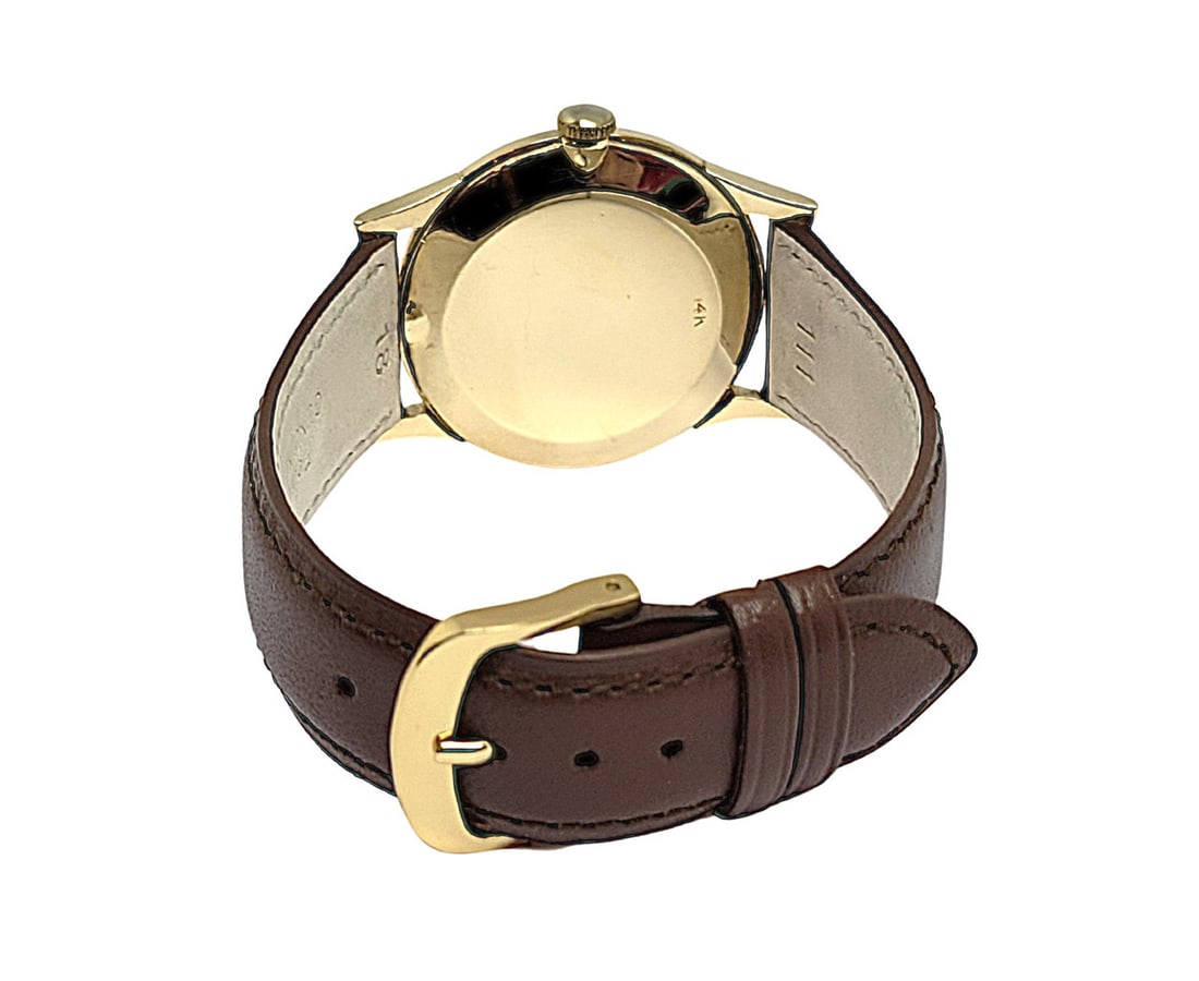 Vintage 14k LeCOULTRE Winding Watch c.1960s Cal 480/CW* BLACK DIAL*EXLNT - 4