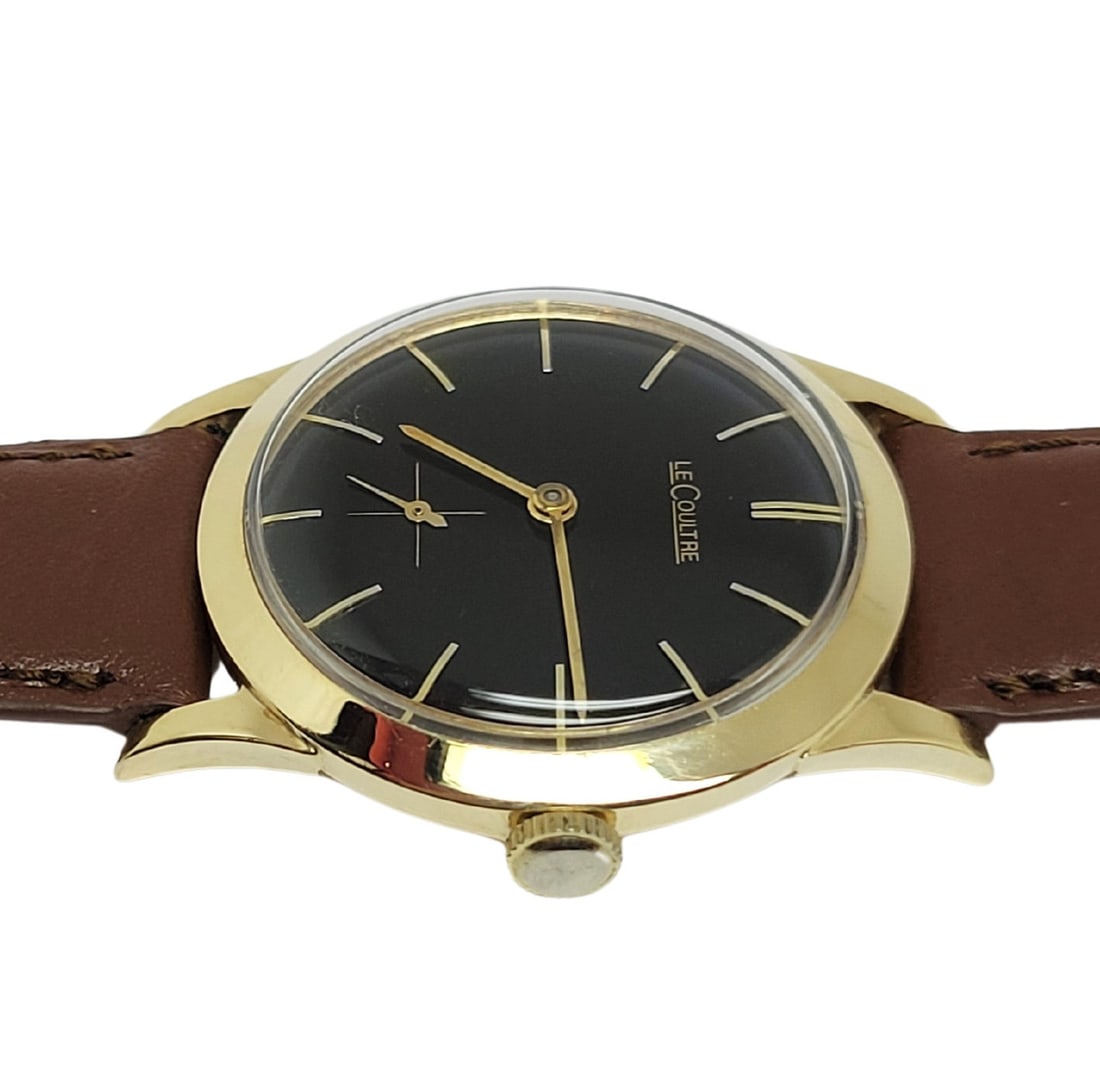Vintage 14k LeCOULTRE Winding Watch c.1960s Cal 480/CW* BLACK DIAL*EXLNT - 6